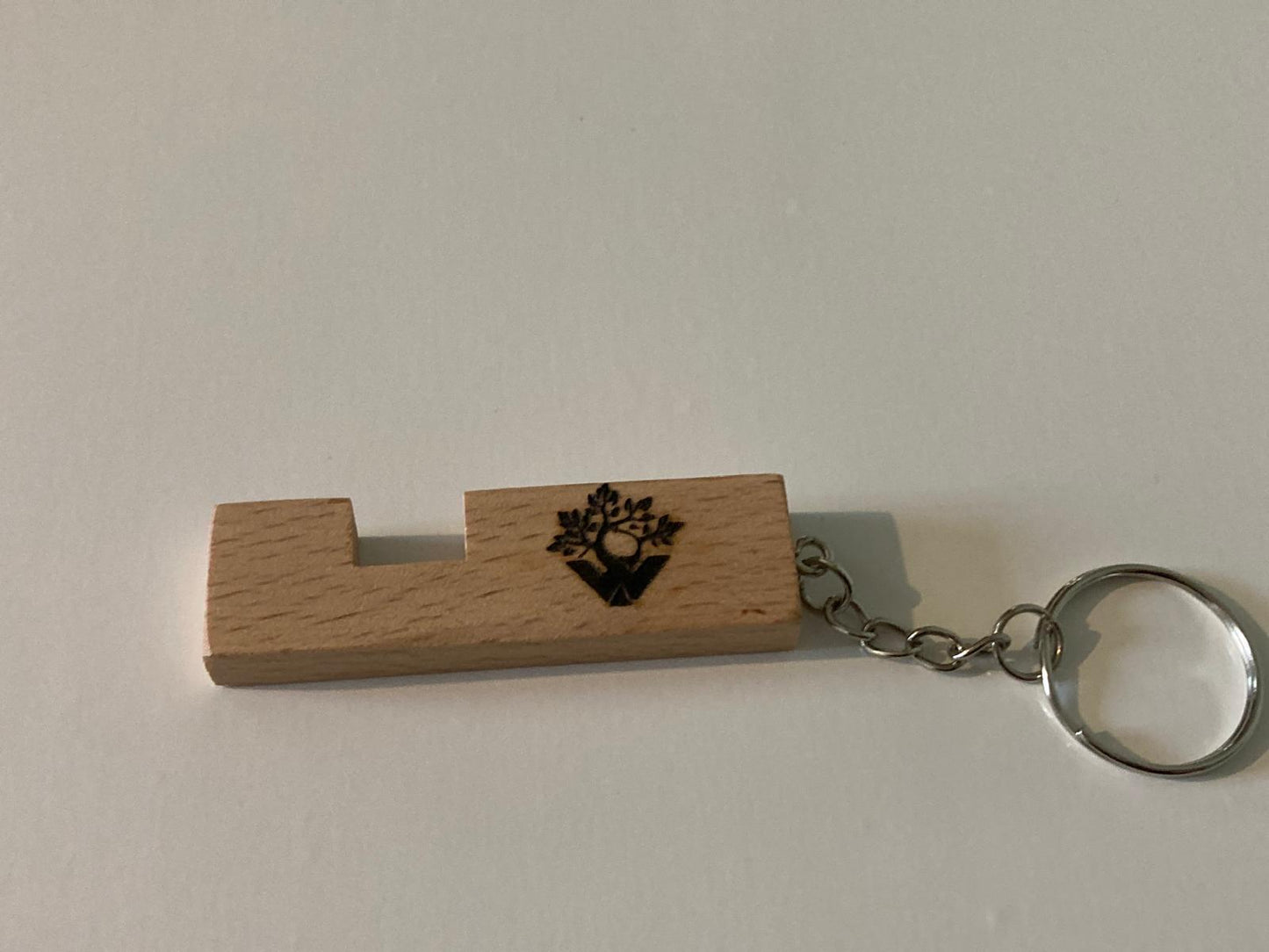 hardwood phone/tablet stand keyring