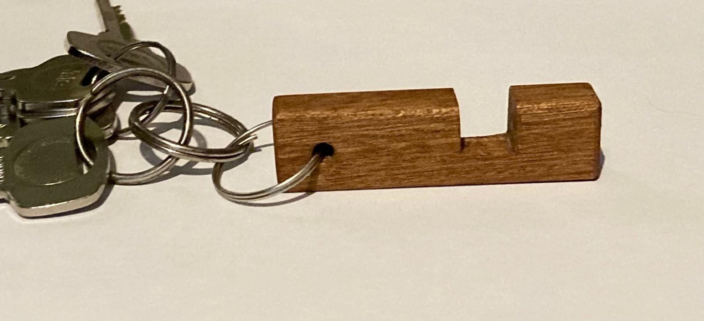 hardwood phone/tablet stand keyring