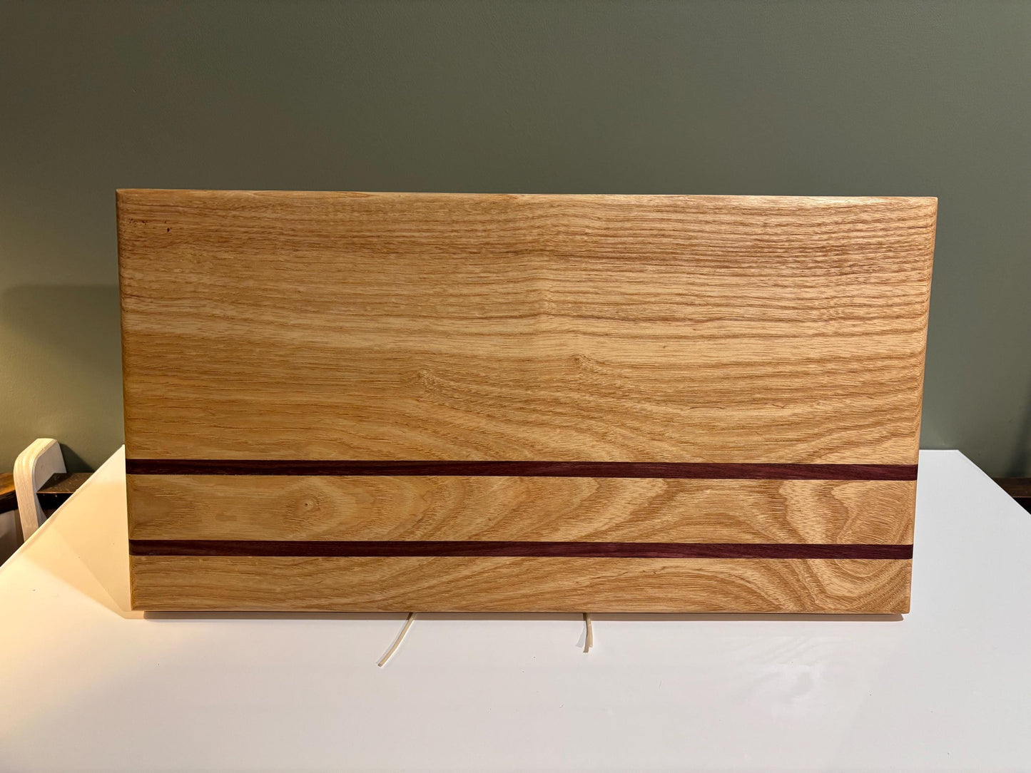 Bespoke Handmade Ash & Purple Heart Chopping Board, beautiful, unique charcuterie board, quality heavy cutting block, stylish bread board