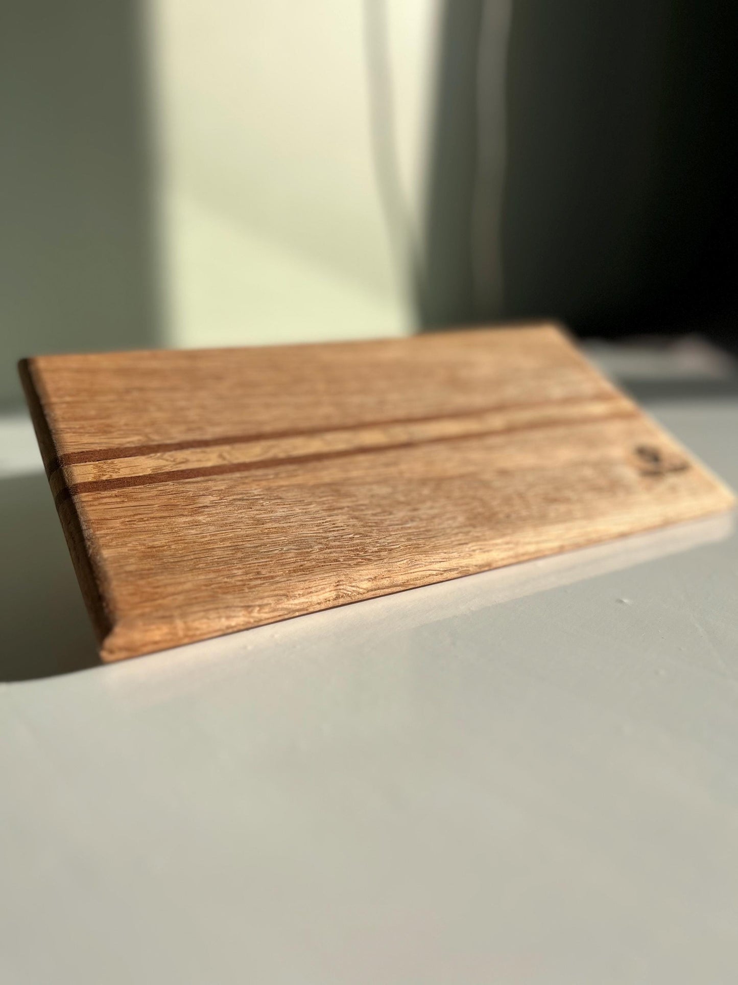 Handmade Bespoke cheese board, compact Oak and Sapele chopping board, contrast cutting block, unique stylish bread board