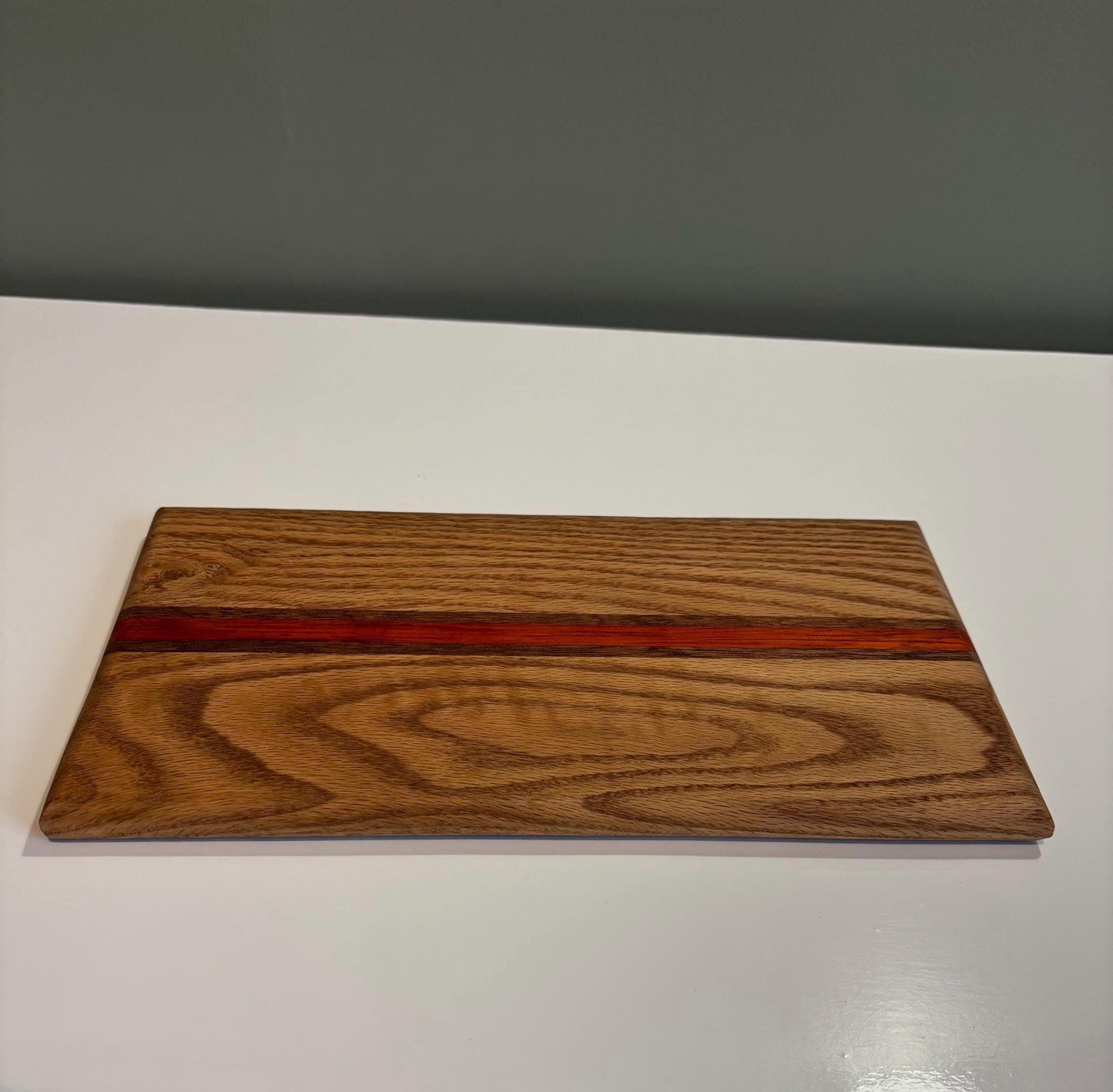 Handmade Bespoke cheese board and coaster set. compact Oak Padauk and Sapele chopping board + coasters, colourful exotic cutting block,
