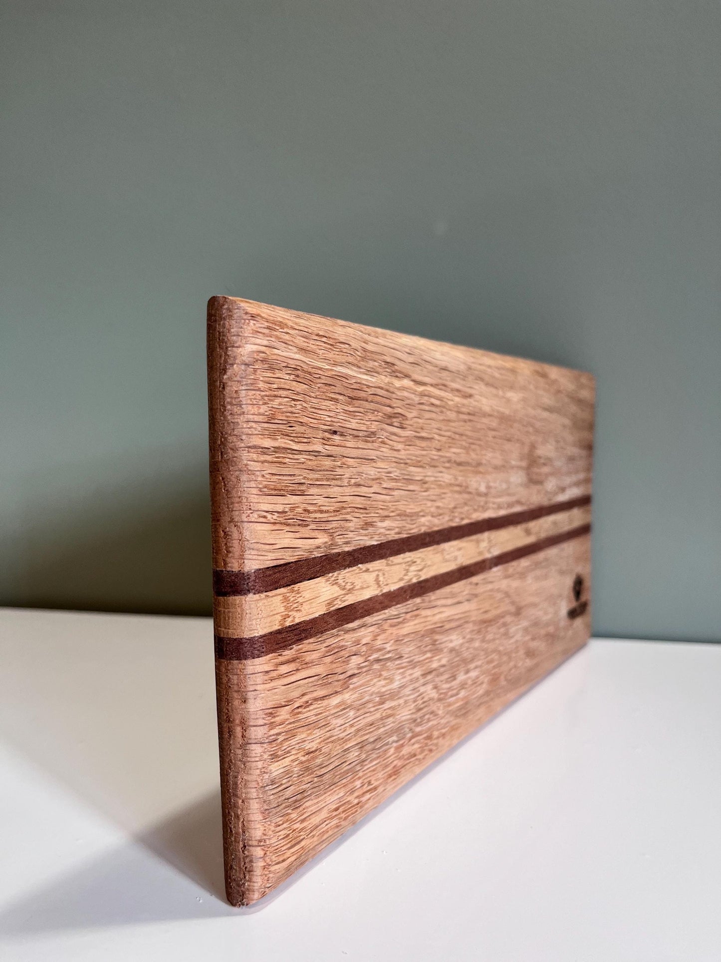 Handmade Bespoke cheese board, compact Oak and Sapele chopping board, contrast cutting block, unique stylish bread board