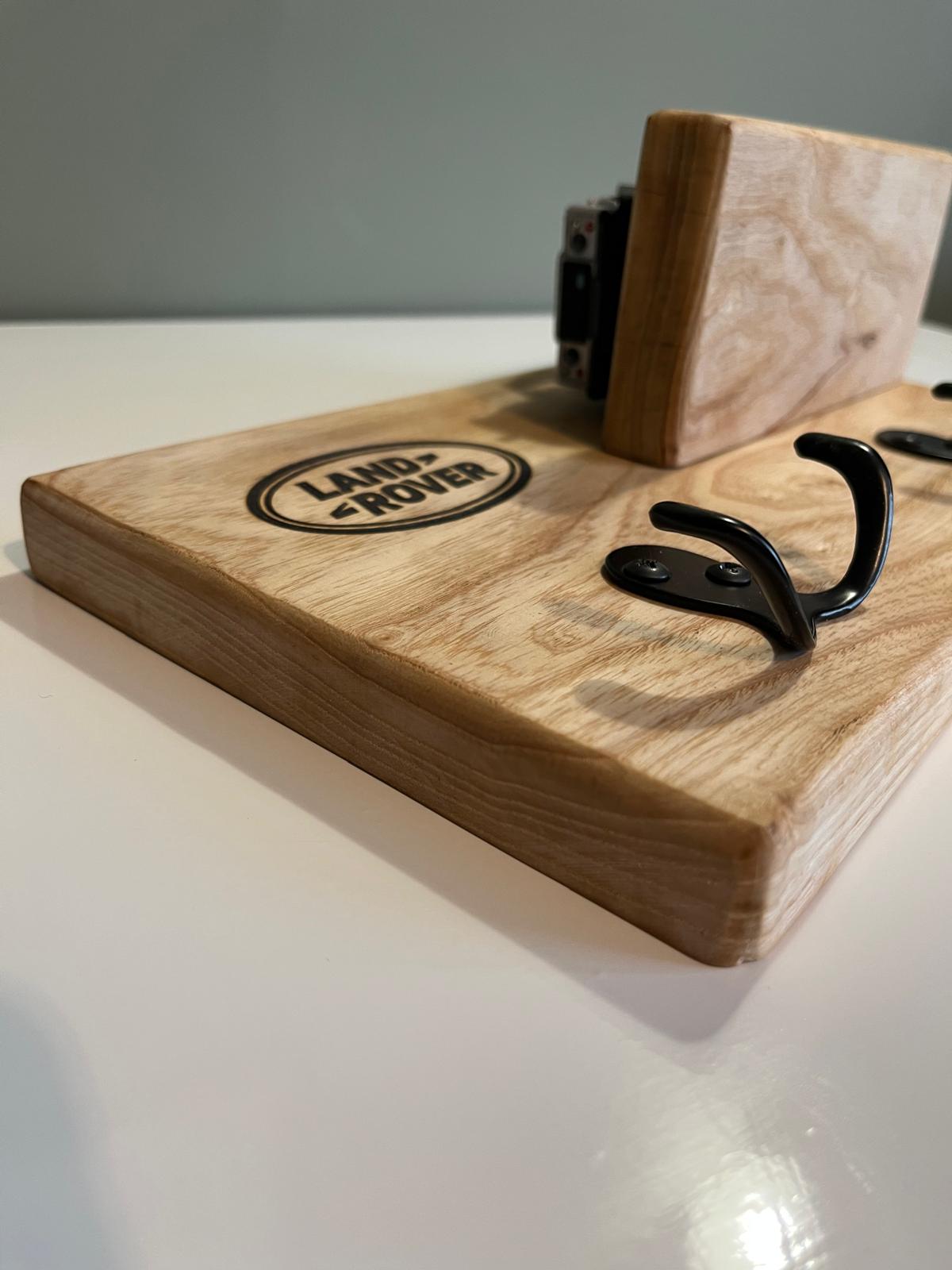 Handmade Ash Key Coat Shelf with Land Rover Defender 110 Model – Rustic Wall Rack (Copy)