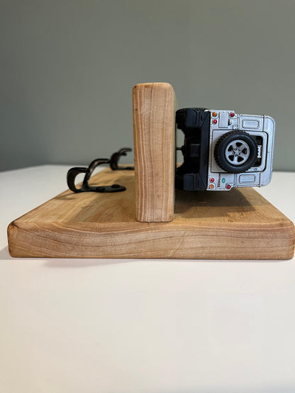 Handmade Ash Key Coat Shelf with Land Rover Defender 110 Model – Rustic Wall Rack (Copy)