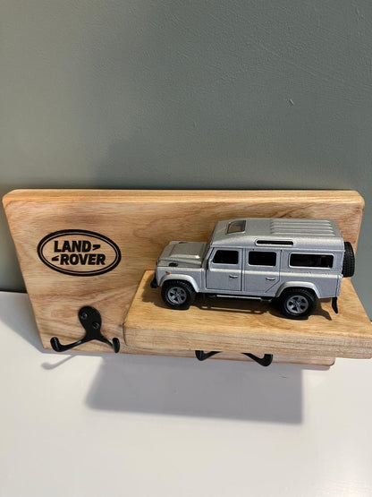 Handmade Ash Key Coat Shelf with Land Rover Defender 110 Model – Rustic Wall Rack (Copy)