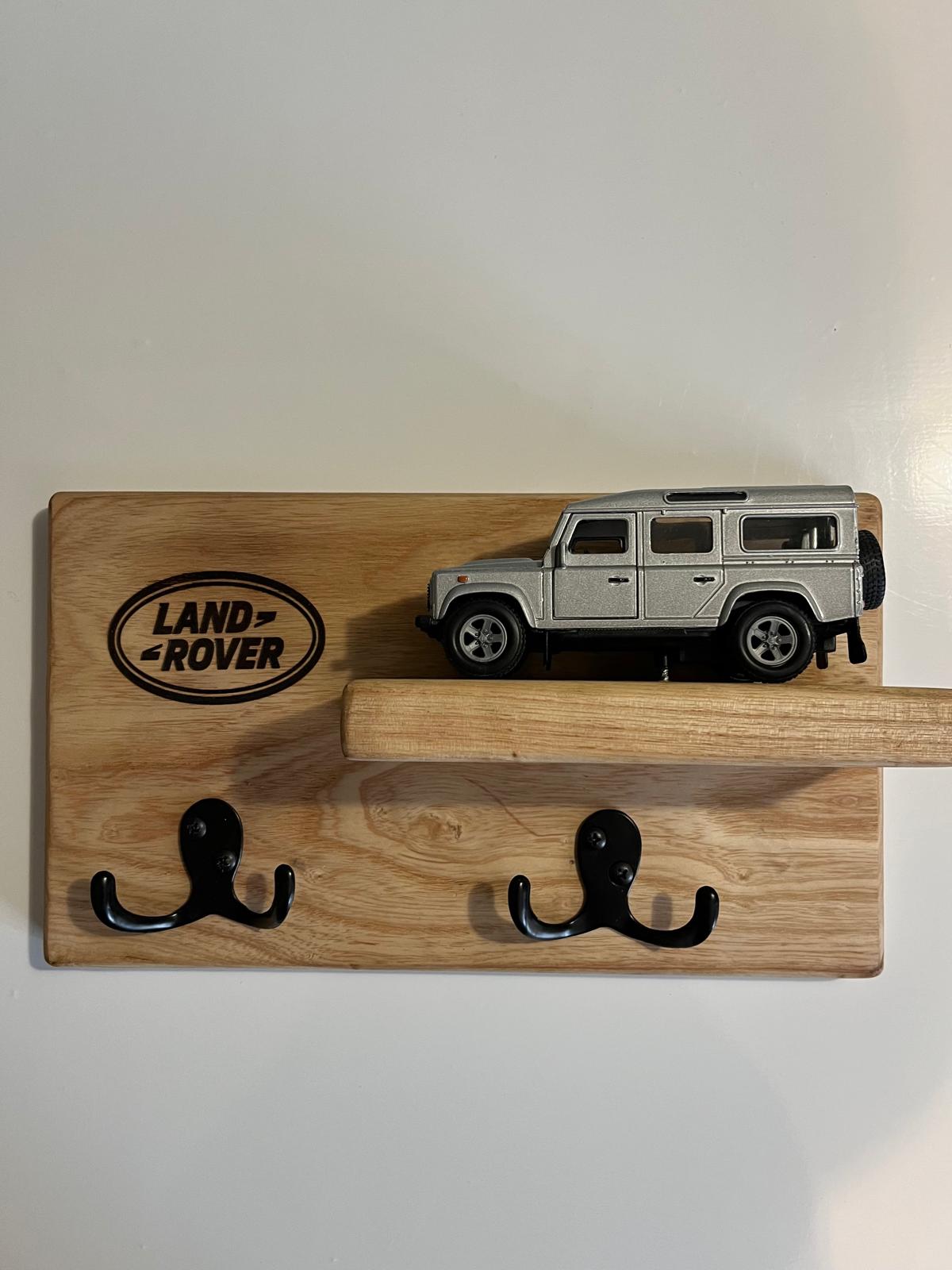 Handmade Ash Key Coat Shelf with Land Rover Defender 110 Model – Rustic Wall Rack (Copy)