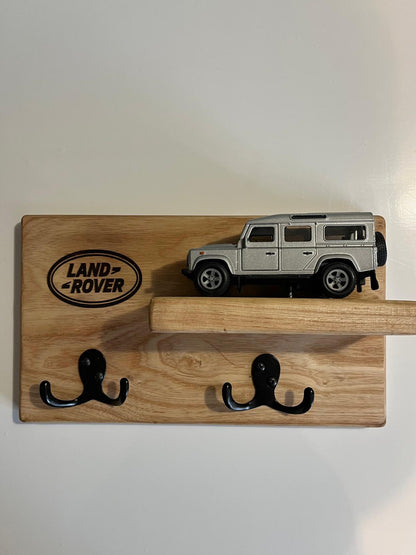 Handmade Ash Key Coat Shelf with Land Rover Defender 110 Model – Rustic Wall Rack (Copy)