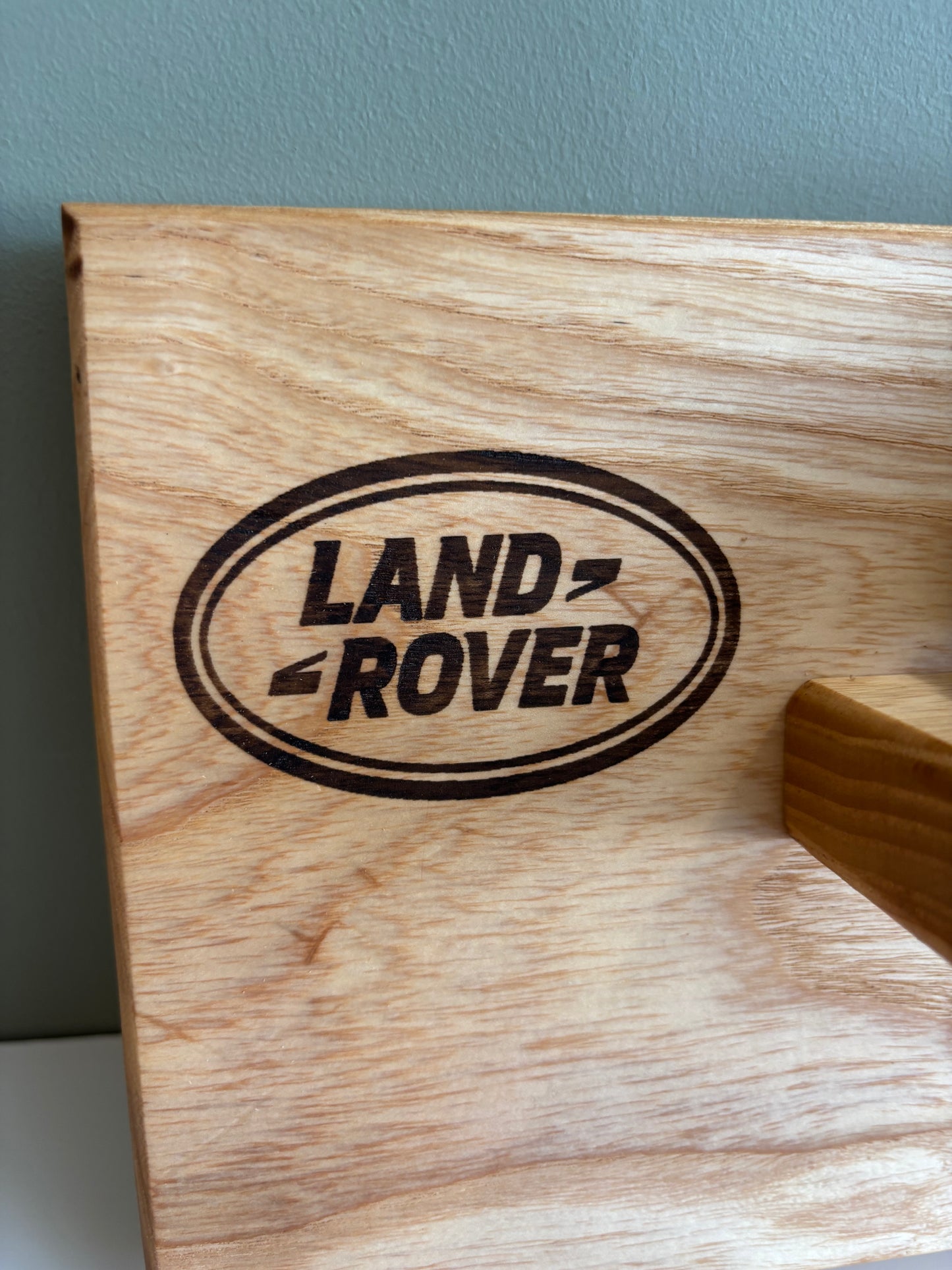 Handmade Ash Key Coat Shelf with Land Rover Defender 110 Model – Rustic Wall Rack