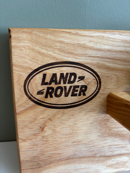 Handmade Ash Key Coat Shelf with Land Rover Defender 110 Model – Rustic Wall Rack