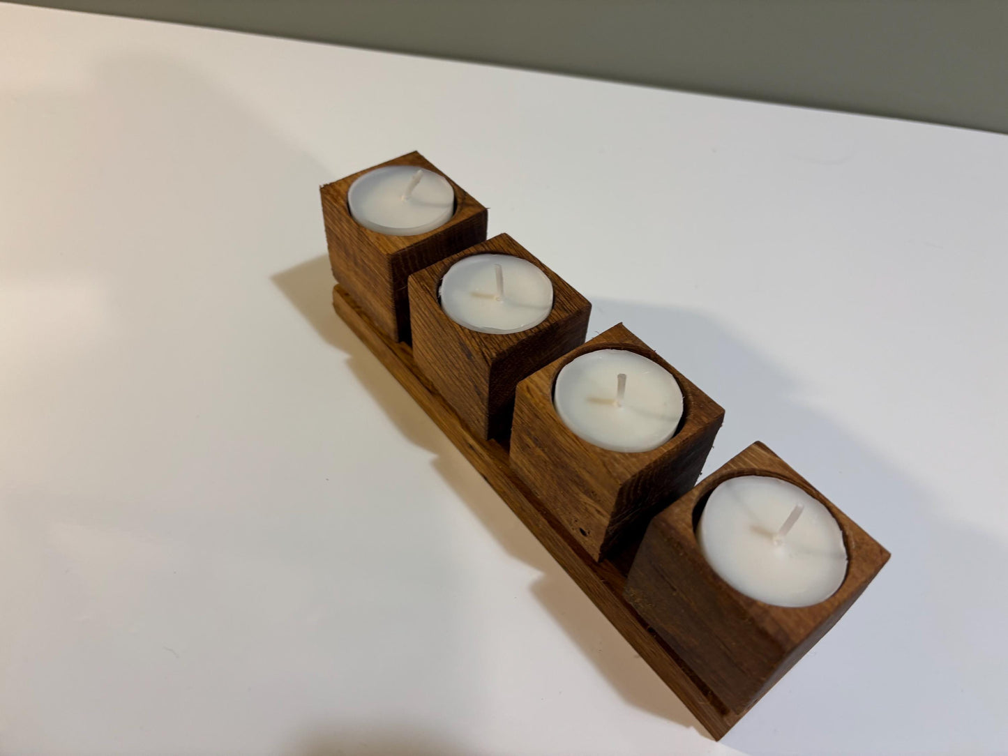 Handmade Oak Tea Light Holder | Bespoke Wooden Candle Holder | 3, 4, or 5 Tea Light Set | Rustic Home Decor | Customizable Size candles incl