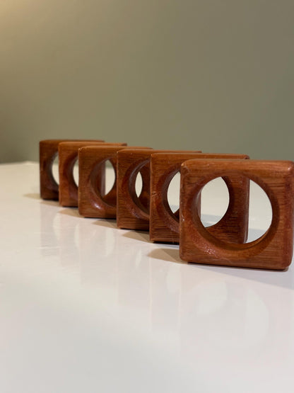 Bespoke Handmade Sapele Wooden Napkin Rings - Custom Dinner Party & Wedding Table Decor - Elegant Hardwood Napkin Holders