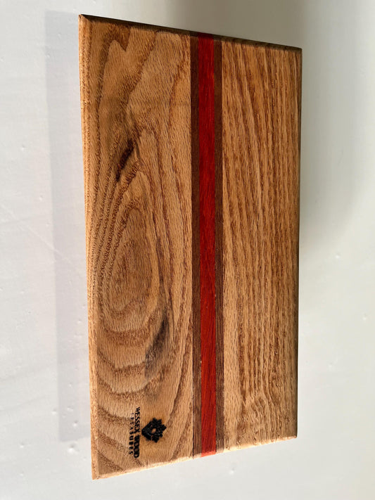 Handmade Bespoke cheese board, compact Oak Padauk and Sapele chopping board, colourful exotic cutting block, unique stylish bread board