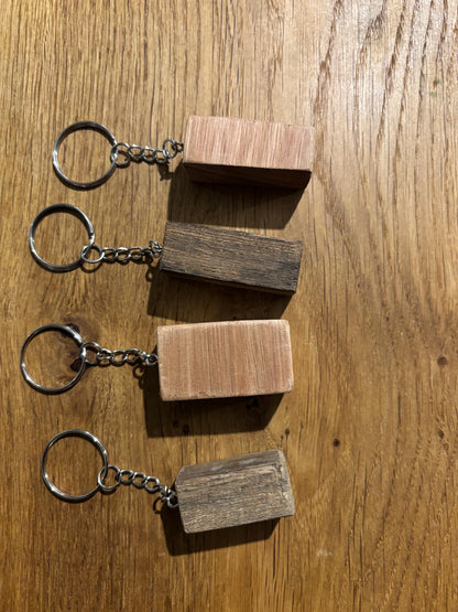 mixed hardwood keyrings, touch wood keychains, handmade
