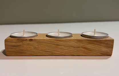 Handmade Oak Tea Light Holder | Bespoke Wooden Candle Holder | 3 Tea Light Set | Rustic Home Decor | candles incl