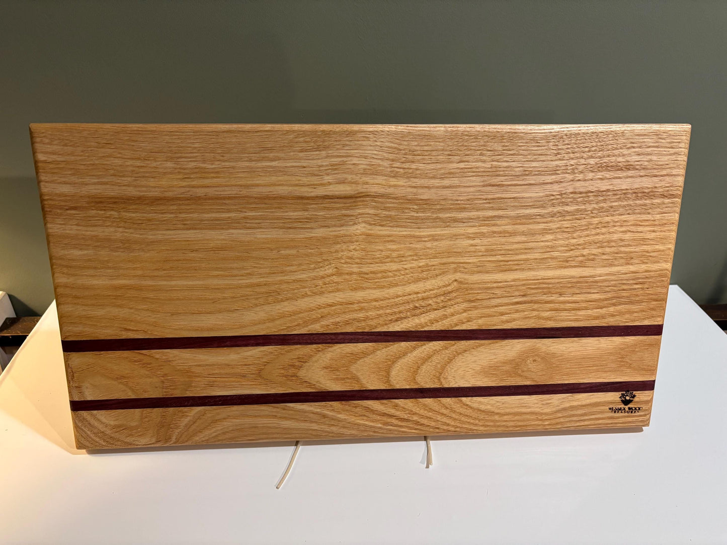 Bespoke Handmade Ash & Purple Heart Chopping Board, beautiful, unique charcuterie board, quality heavy cutting block, stylish bread board