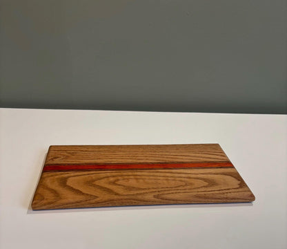 Handmade Bespoke cheese board, compact Oak Padauk and Sapele chopping board, colourful exotic cutting block, unique stylish bread board