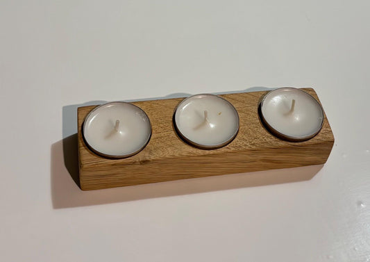 Handmade Oak Tea Light Holder | Bespoke Wooden Candle Holder | 3 Tea Light Set | Rustic Home Decor | candles incl
