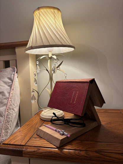 stylish Oak bookstand, modern bedside organiser, cookbook stand, tablet holder, desk organiser